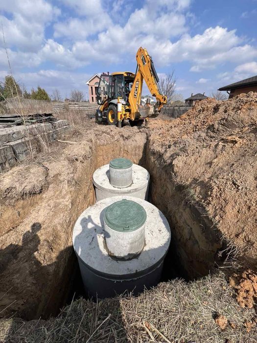 Септик під ключ Копання траншей Каналізація Монтаж бетонних кілець