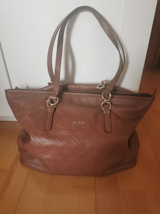 Guess Torba shopper skóra naturalna- UNIKAT