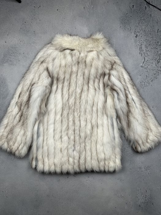Ekskluzywne naturalne futro z lisa SAGA FOX natural fox fur S 36 vintage kremowe