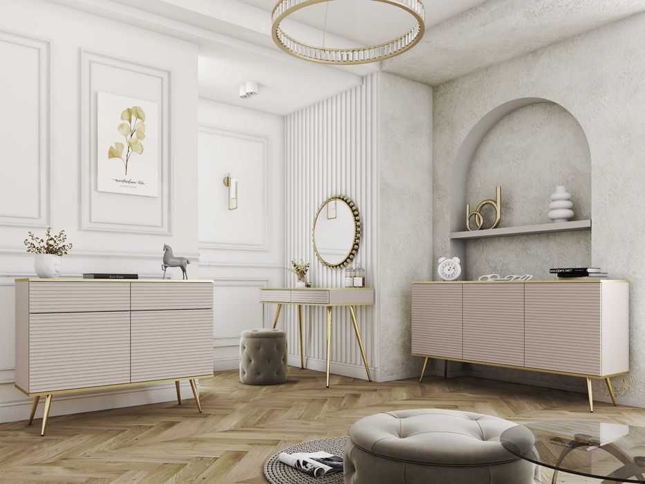 Ryflowana toaletka  kolor Beż /biały /czarny wysyłka 24 h ZŁOTE NOGI