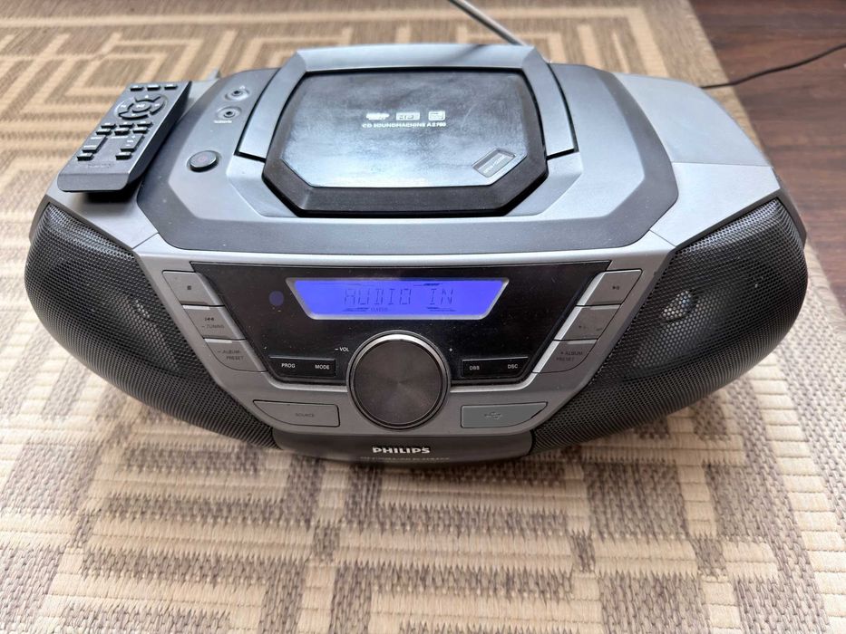 Radioodtwarzacz/Bombox PHILIPS AZB798BT Czarny, Odtw. CD, CD-R, CD-RW, BT, Wejście USB, Tuner FM/DAB+, Zasilanie Bateryjne