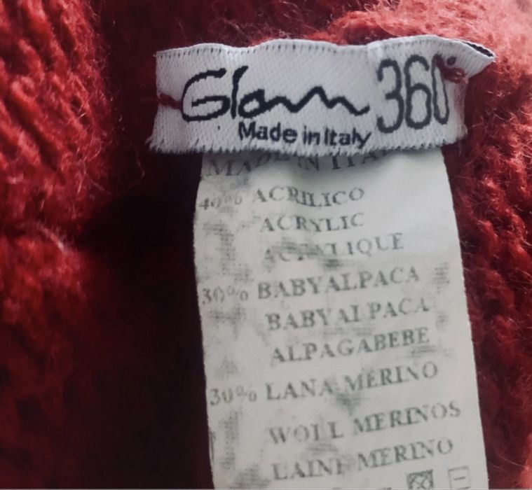 Alpaka+wełna ciepła czapka burgundowa toczek
