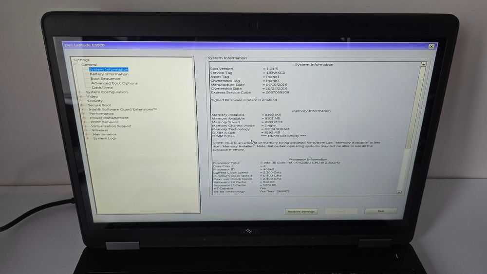 BAZA Dell Latitude E5570 | Intel i5 6-GEN | DDR4 | 15,6" | W10P | #1