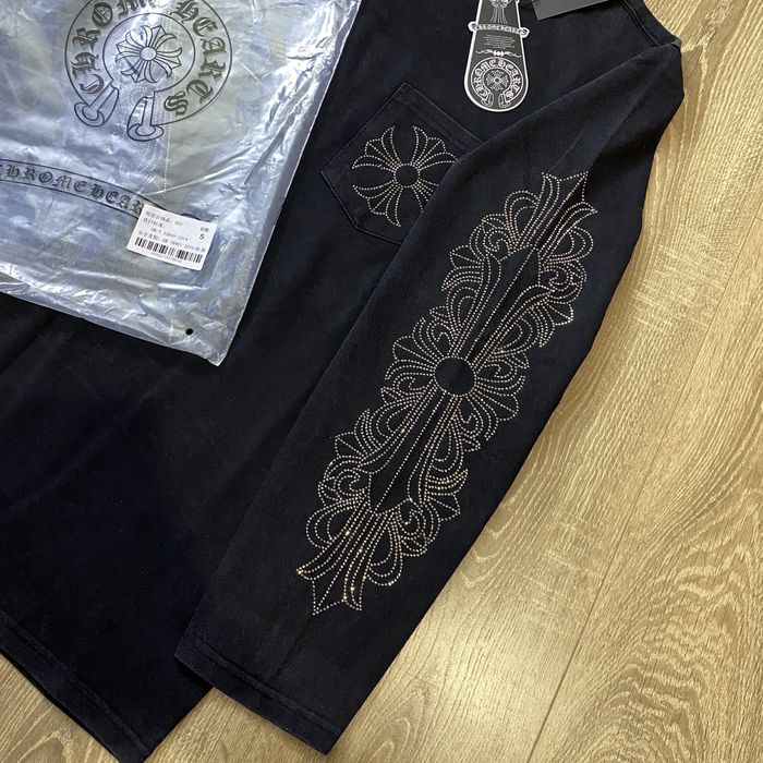【爆速配送】CHROME HEARTS ブラック ロングジョン Лонгслів Chrome Hearts зі стразами: 2 300 грн. - Лонгслив