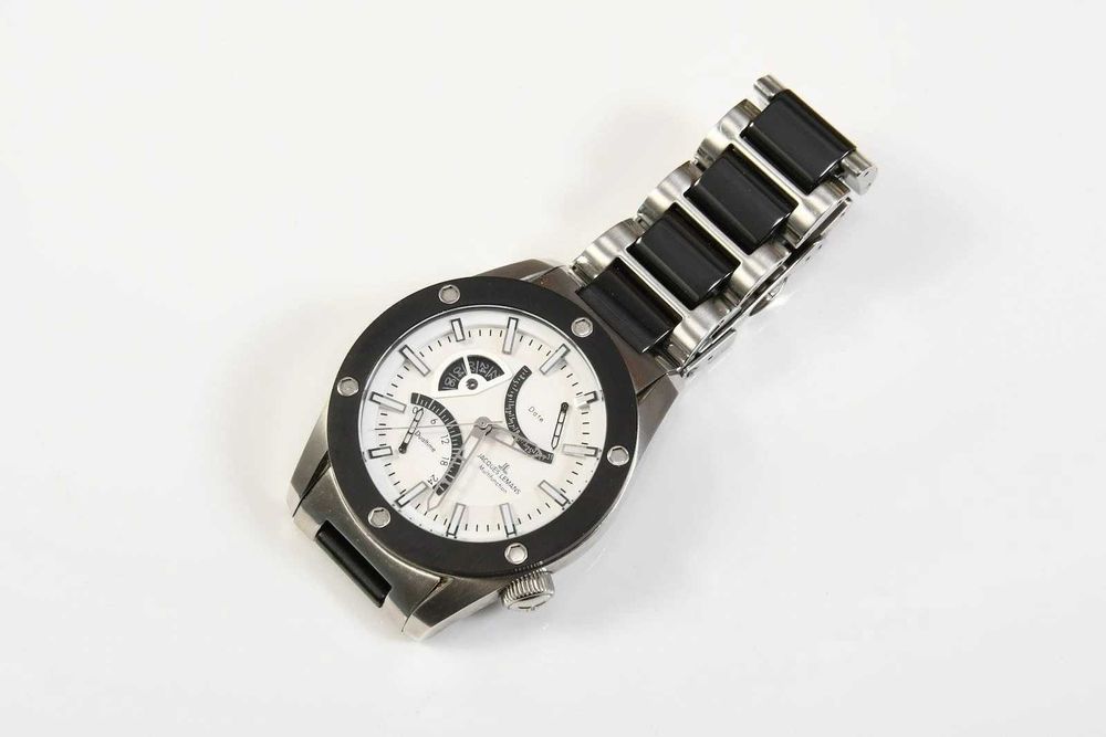 Jacques Lemans 1-1634 biała tarcza Duotime Date zegarek męski Multifunction