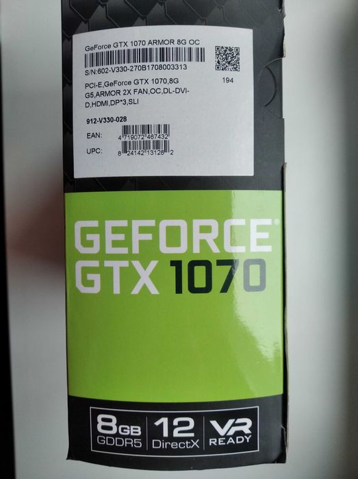 видеокарта MSI GeForce GTX 1070 Armor 8GB GDDR5