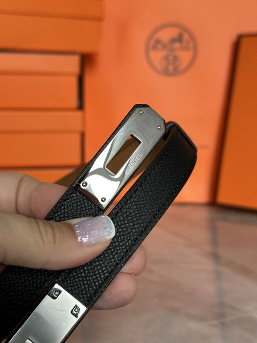 Ремінь Hermes Kelly натуральна шкіра чорний, Belt epsom, пояс ермес келлі, ремень эрмес келли натуральная кожа black