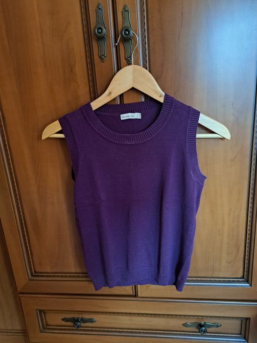 Fioletowa kamizelka v neck dekoltem w serek elegancka viral must have