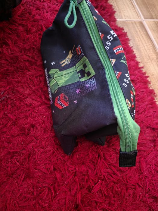 Mochila de Rodinhas Minecraft + Bolsa Térmica de Lanche + 2 Estojos