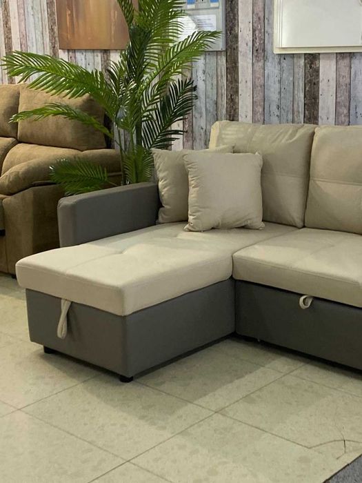 Sofá-cama com arrumação e 2 pufes (envió grátis)