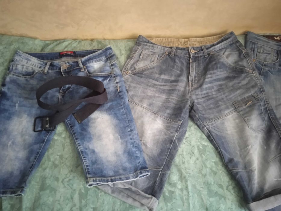3 pary spodenki męskie jeans pas ok 80