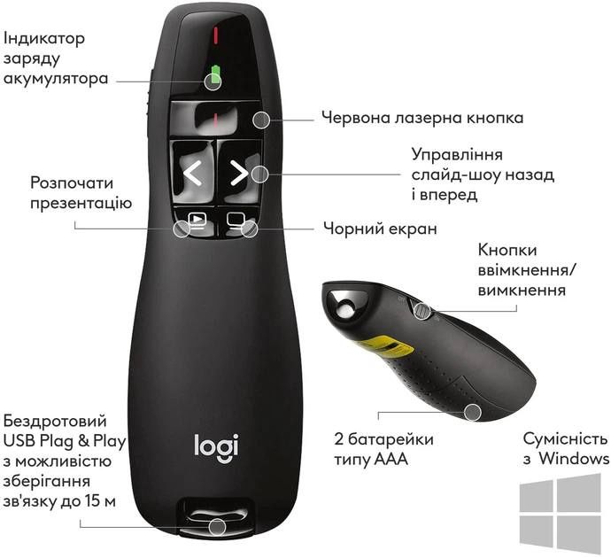 Бездротовий презентер Logitech R400