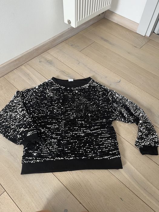 Zara bluza cekin cekiniwa srebrna 164