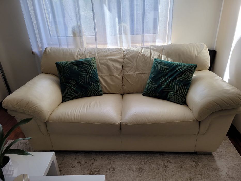 Kanapa skórzana beżowa