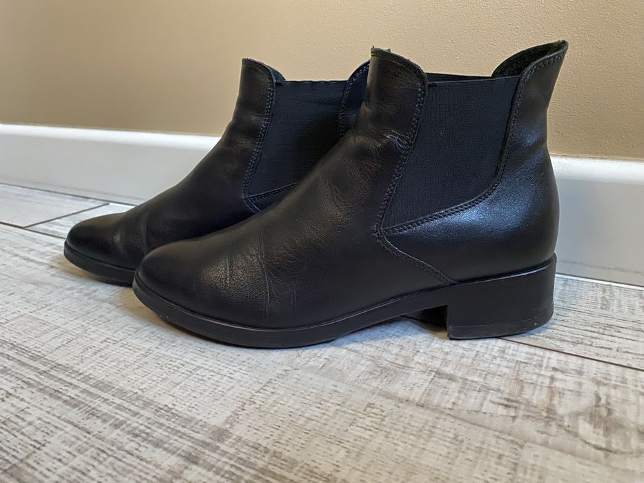 Buty Ryłko wiosna jesień rozmiar 35 botki do kostki skóra czarne