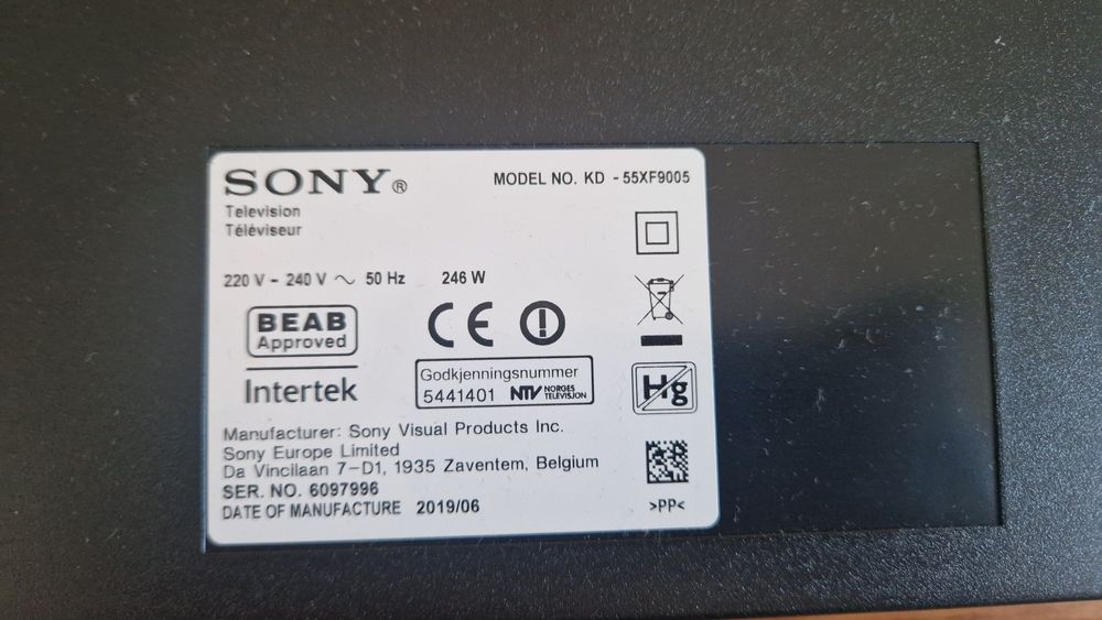 Sony Bravia KD-55XF9005 XF tylna obudowa, pokrywa, plecki