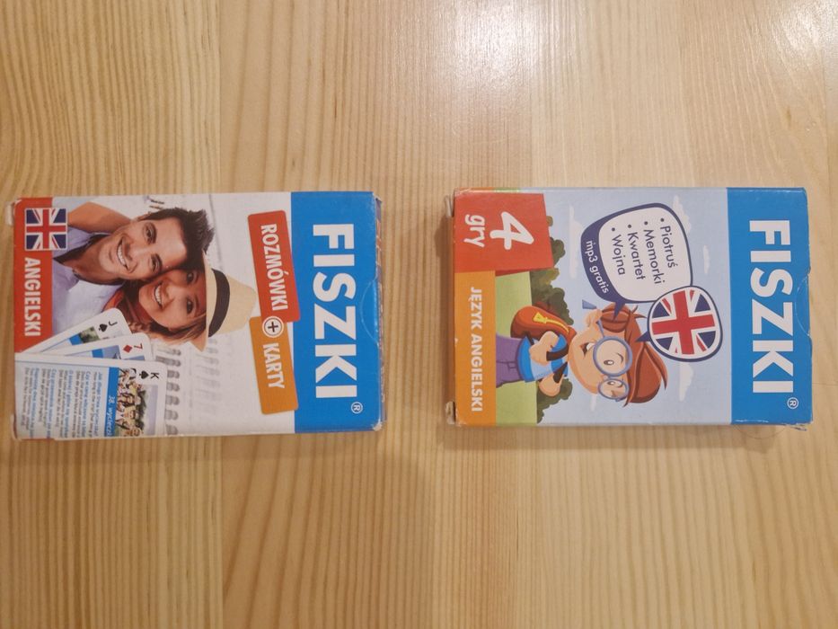 Fiszki angielski i 4 gry, dwa zestawy. Kompletne