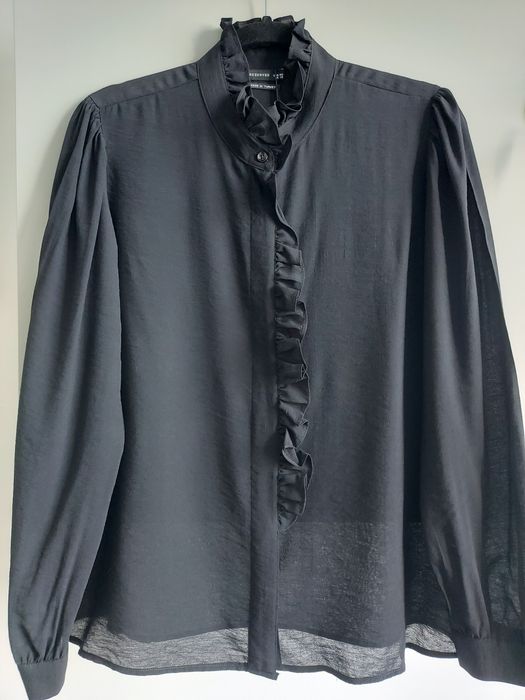 Reserved czarna bluzka z długim rękawem 40 L koszula wiskoza