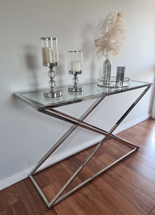 Konsola srebrna szkło