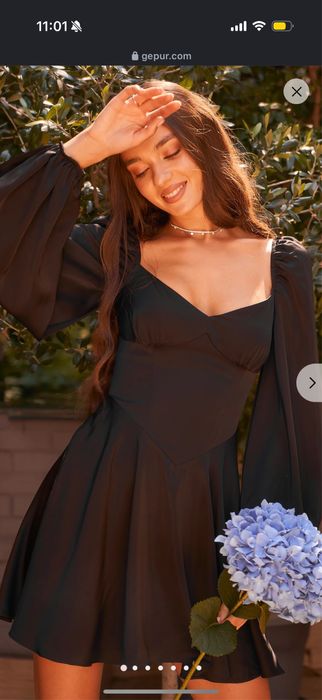 Чорна сукня | Атласна сукня Gepur