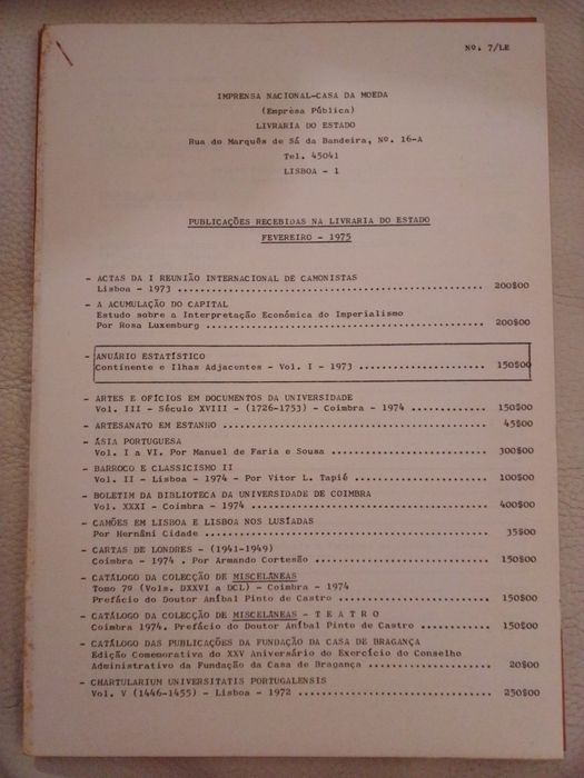 Livro Programa Política Económica e Social 1975