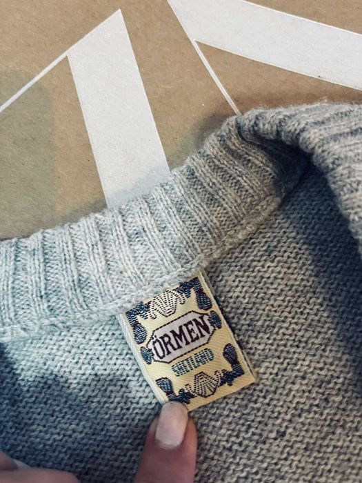 Shetland piękny sweter męski L ciepły zimowy