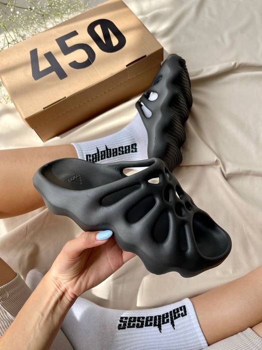 ХІТ СЕЗОНУ! Adidas Yeezy 450 Slide ‘Black’ 36 37 38 39 40 адідас ізі слайди чорні