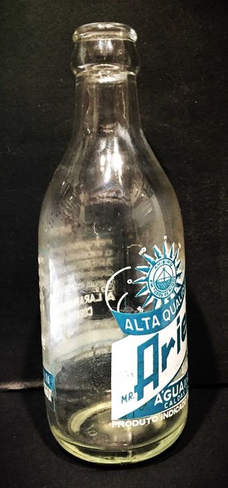 Garrafa antiga dos Refrigerantes Arieiro - Pirogravada - branca 0,25