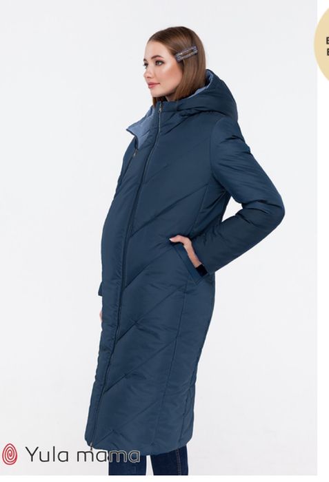 Зимове пальто-пуховик для вагітних сине/блакитне