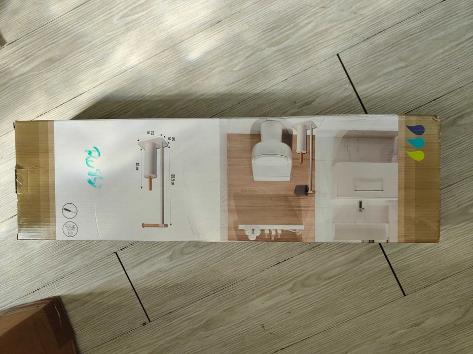 Porta rolos wc branco com escova em metal e bambu