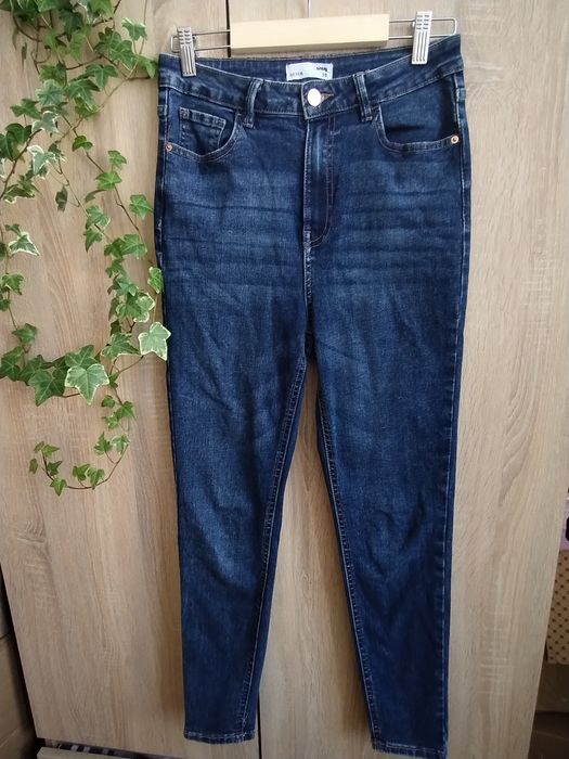 Sinsay denim jeansy rurki skinny wysoki stan indygo slim M 38