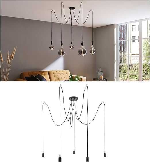 Paulmann Neordic Ketil Lampa Wisząca 5xE27 Czarna Nowoczesna