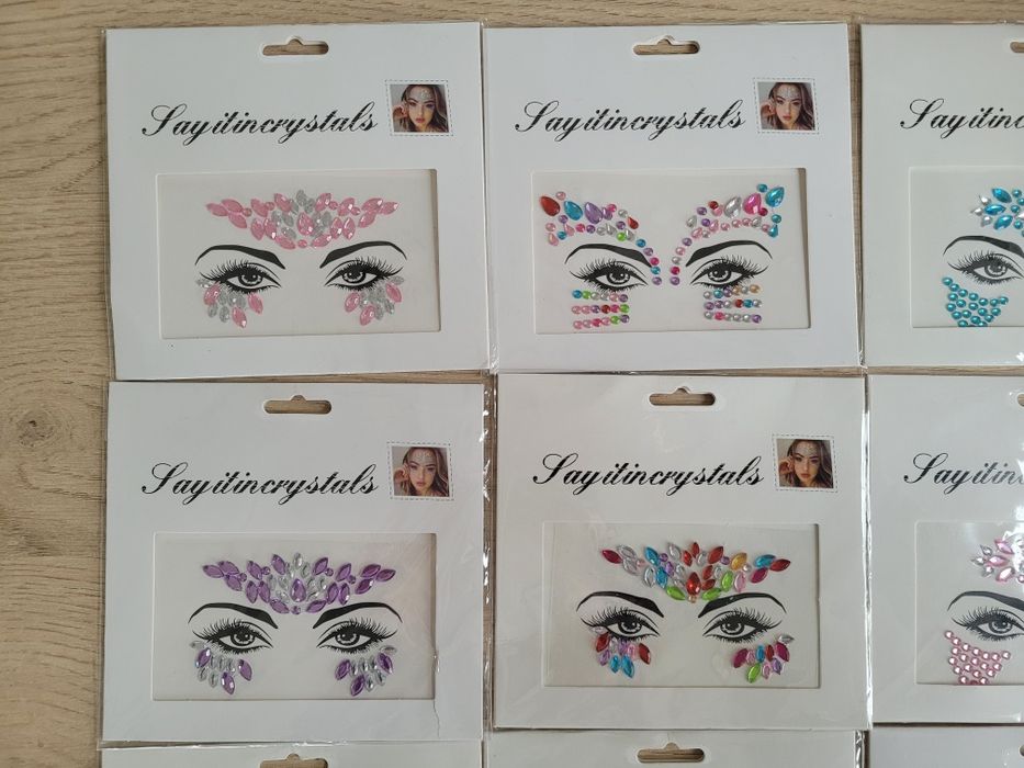 Kryształki samoprzylepne do twarzy ciała 9 sztuk
