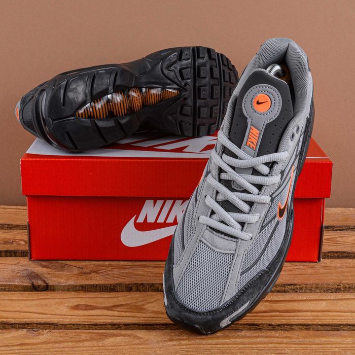 (1936) Кросівки Nike Shox сірі з помаранчевим (41-46) найк найки