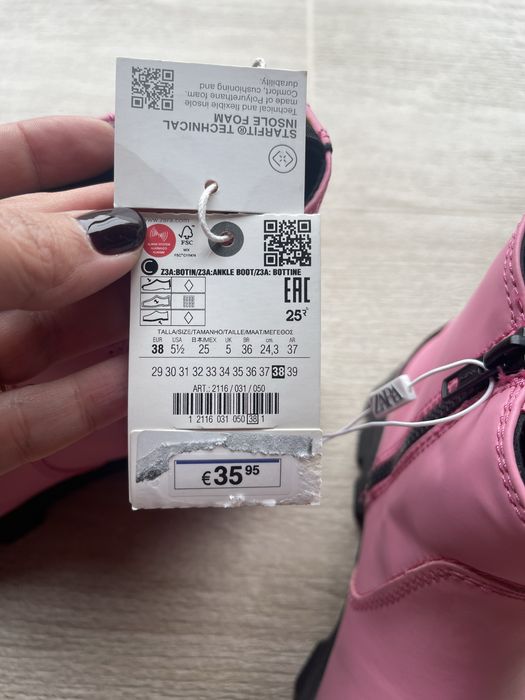 Чоботи Zara, 38 розмір, 24,5 см., нові, осінь-весна
