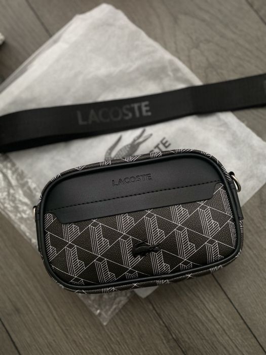 Сумка Lacoste Monogram / сумка чоловіча чорна / сумка Лакосте