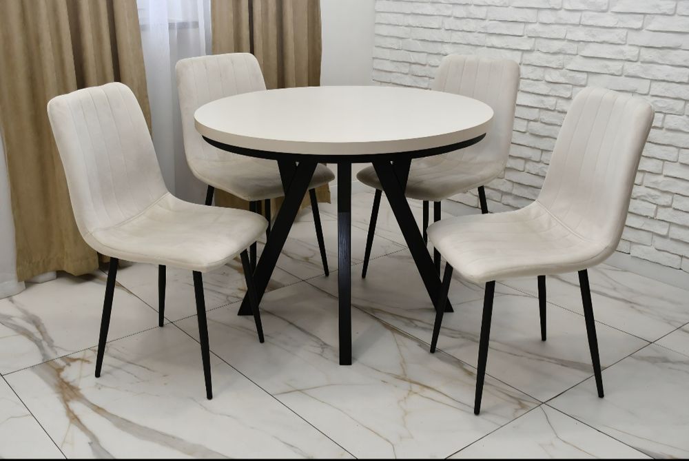 Stół Jaga M fi 90 cm rozkładany do 190 cm+ 4 krzesła