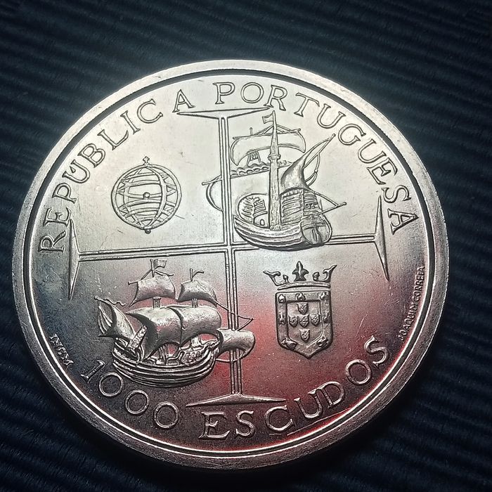 moeda 1000 escudos prata D manuel 1