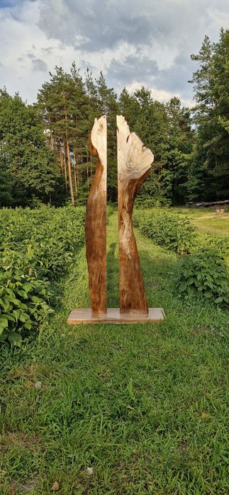 Drewniana lampa stojąca Led