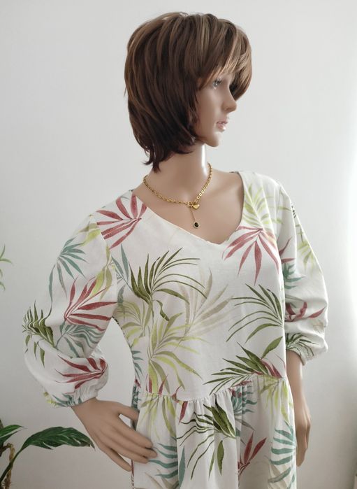 Piękna sukienka 55% len 45% wiskoza XL