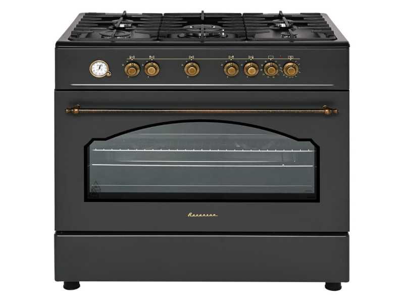 Ravanson KWGE-90AR 90 cm kuchnia gazowo-elektryczna Retro WOK