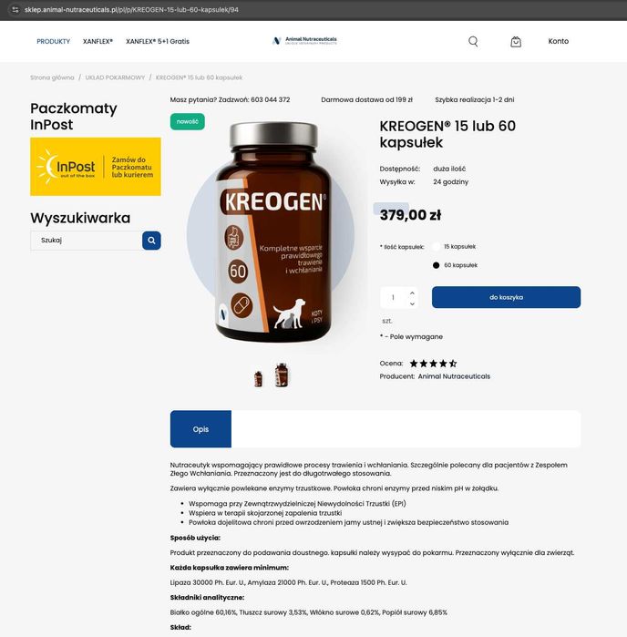 KREOGEN dla Psa (zostały 44 kapsułki)