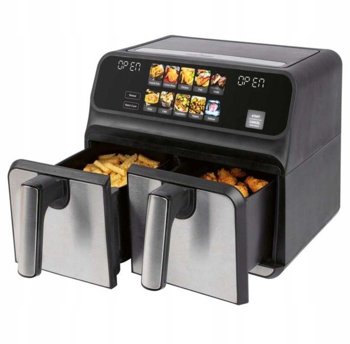 Frytownica beztłuszczowa podwójna AIR FRYER DWUKOMOROWA 8L XXL NOWA