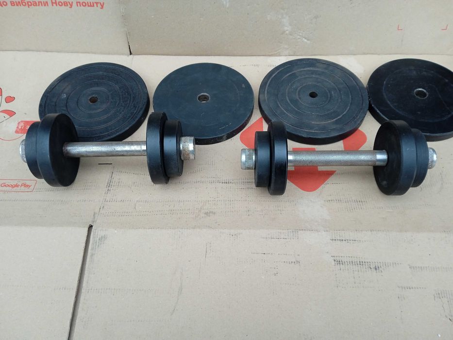 Гантели по 16,2 кг, блины, гири наборные, для штанги.