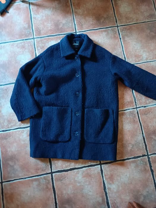 Kurtka granatowa Monki M boucle duże kieszenie