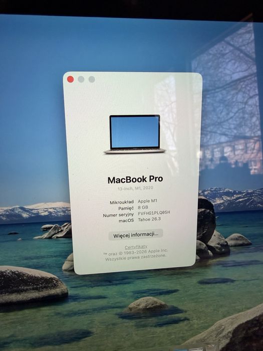 Apple MacBook Pro 13” 2020 M1 512GB 8GB Srebrny