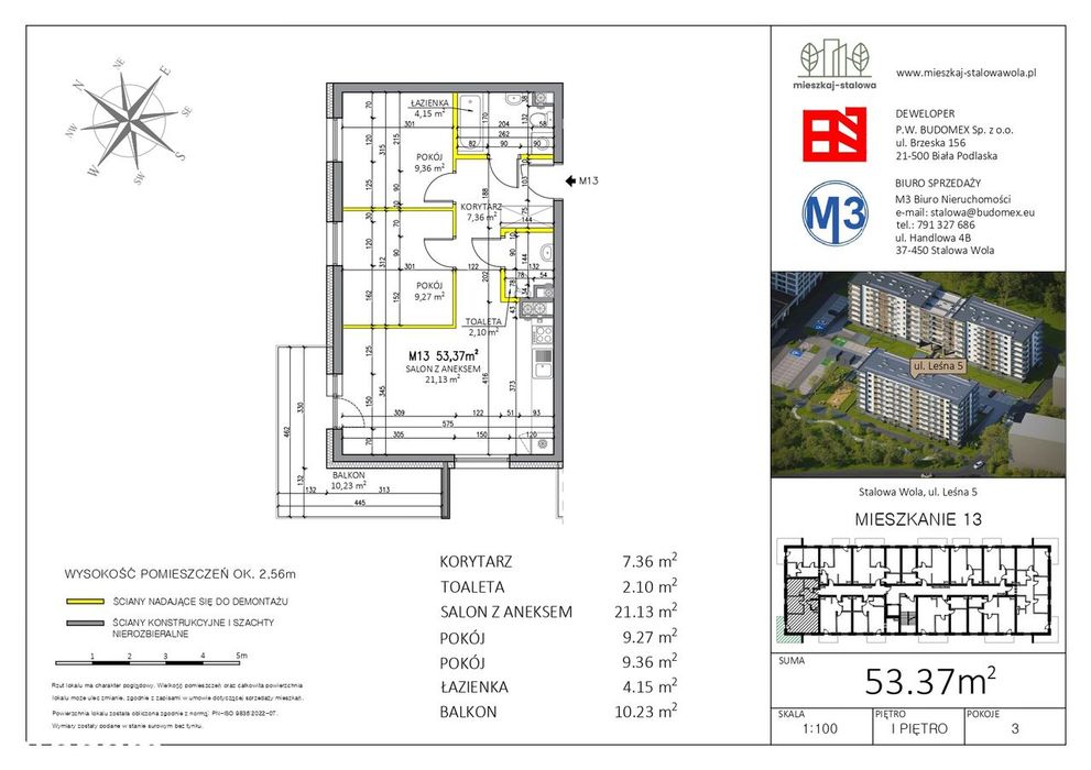 Mieszkaj - Stalowa | 3 pokoje z dużym balkonem ponad 10 m²
