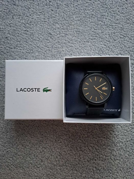 Zegarek Lacoste czarny unisex + złote akcenty (Oryginalne pudełko)