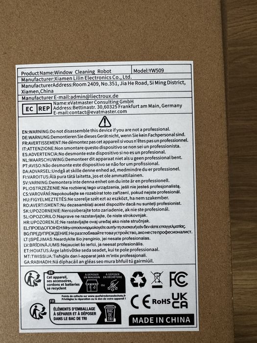 Robot do mycia okien Liectroux YW509, 4-kierunkowy strumień wody