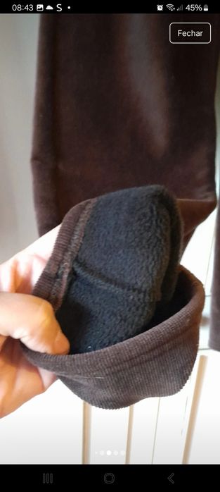 Calças de bombazine polares com bolsos e elastico na cintura